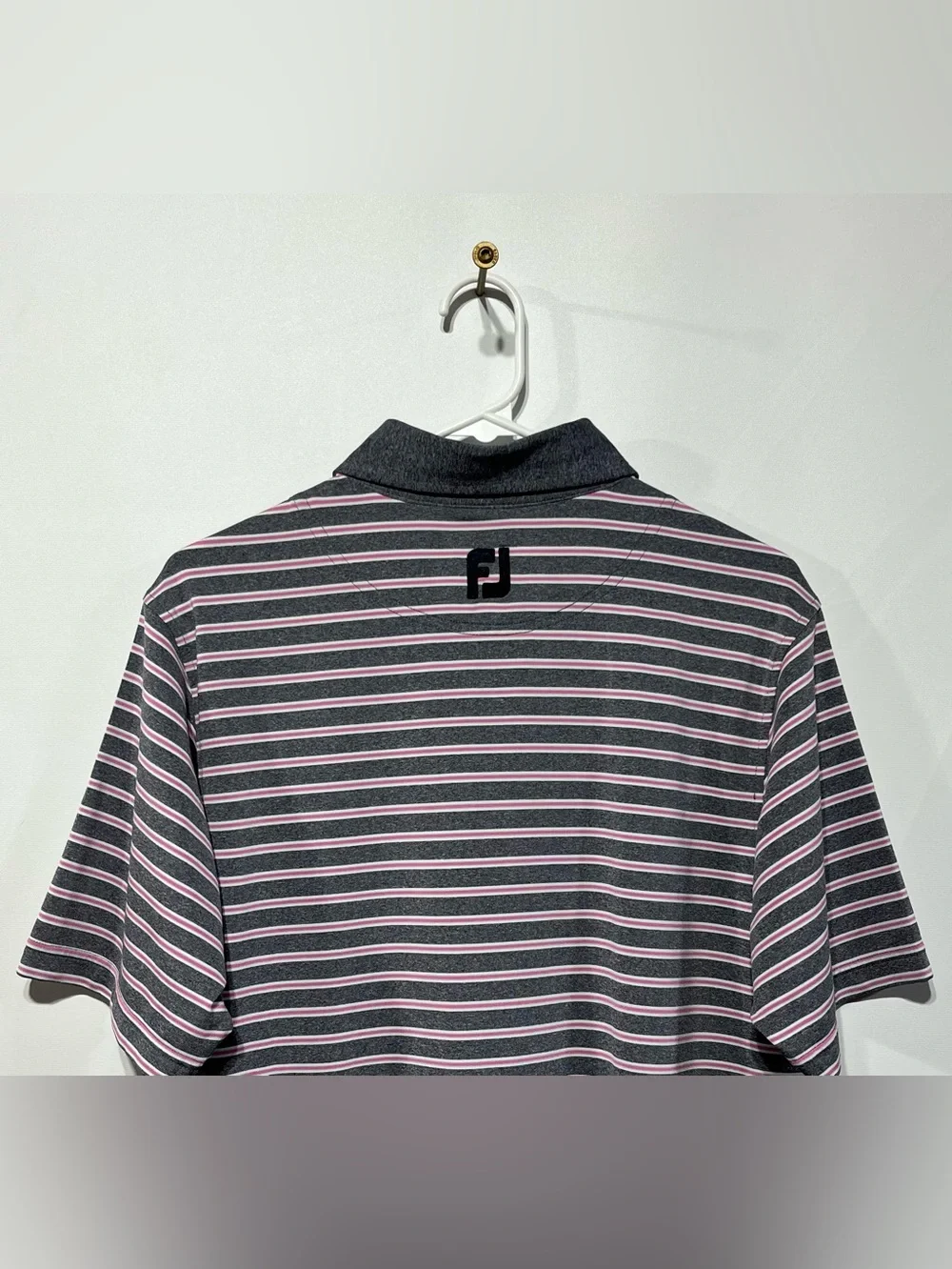 FootJoy‎ Charcoal and Light Pink Striped Performance Polo Size Small